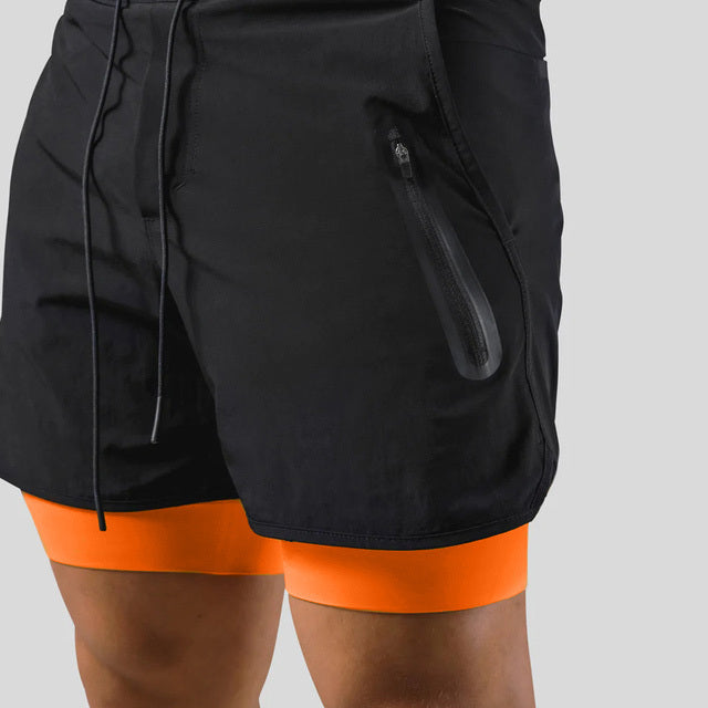 Jesse | Doppellagige, schnell trocknende Fitness/Sport-Shorts