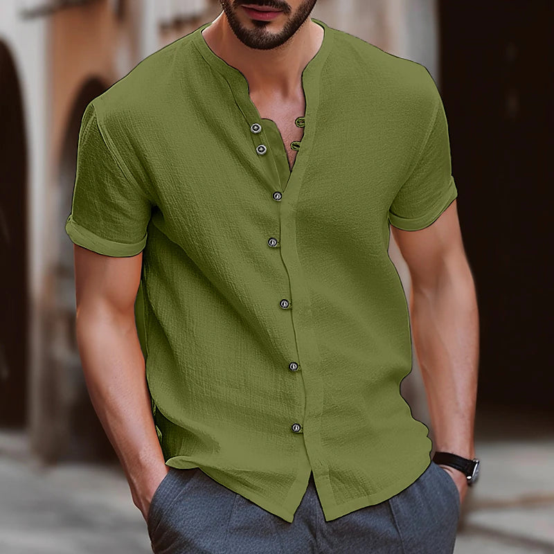 David | Retro Style Mock Neck Lose Shirt