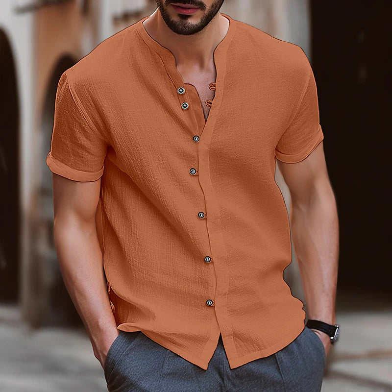 David | Retro Style Mock Neck Lose Shirt