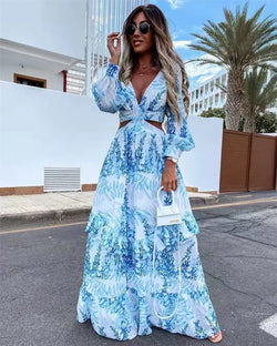 Feline | Sexy Lantern Sleeve Maxi Cover Up Strandkleid