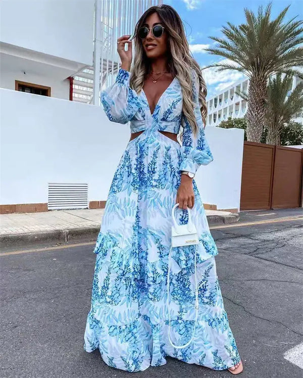 Feline | Sexy Lantern Sleeve Maxi Cover Up Strandkleid