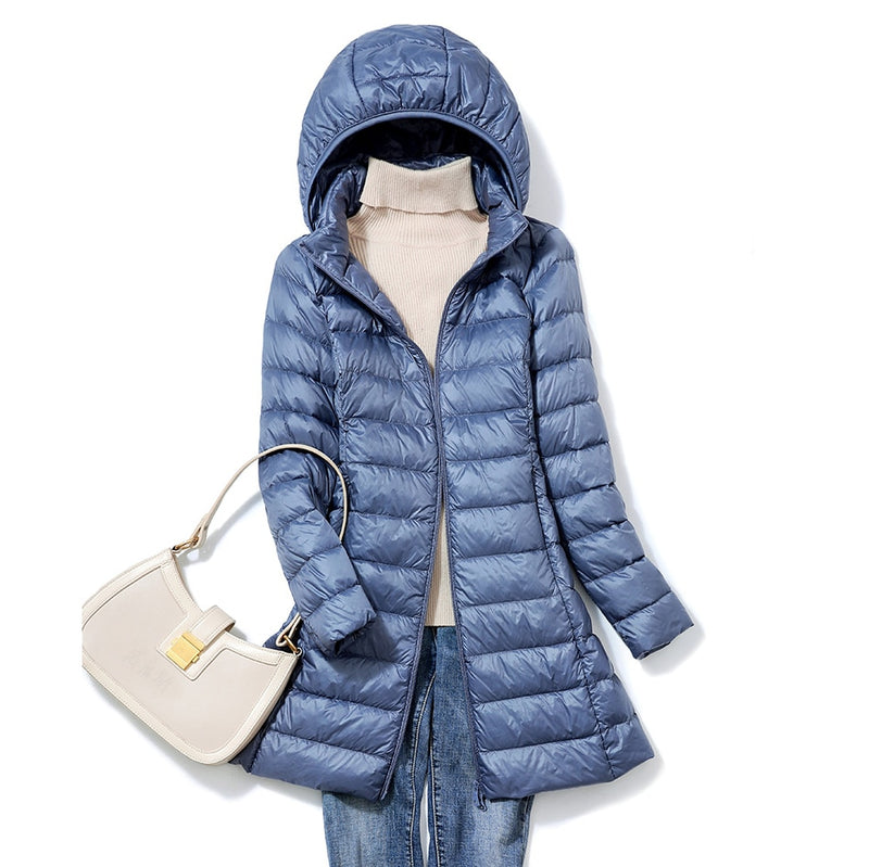 Esti | Langer Puffermantel mit leichter Kapuze Jacke