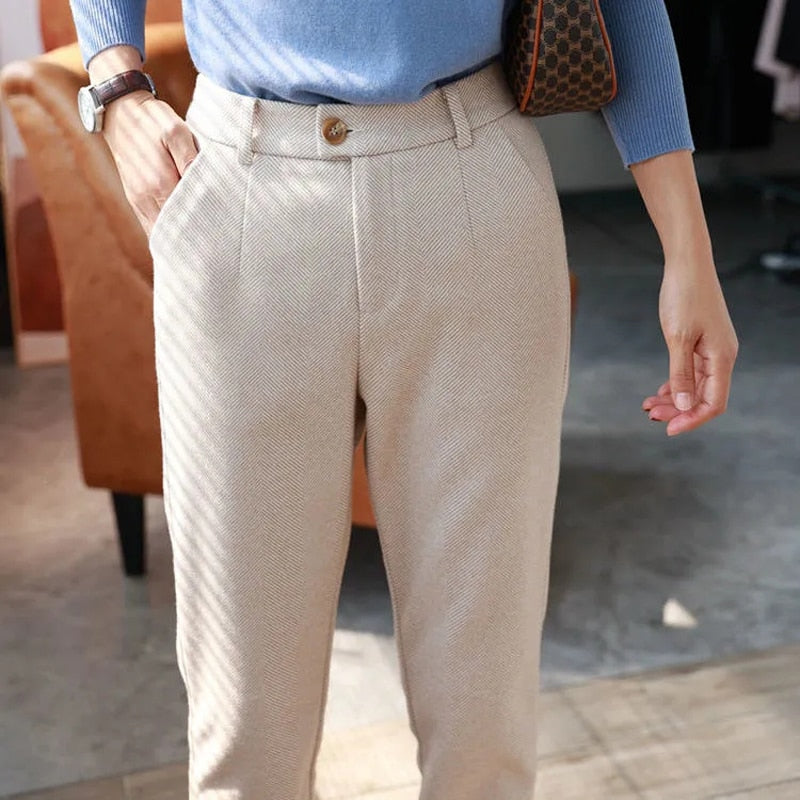 Tallulah | Bleistifthose mit hoher Taille aus Wolle und Harem für das Büro