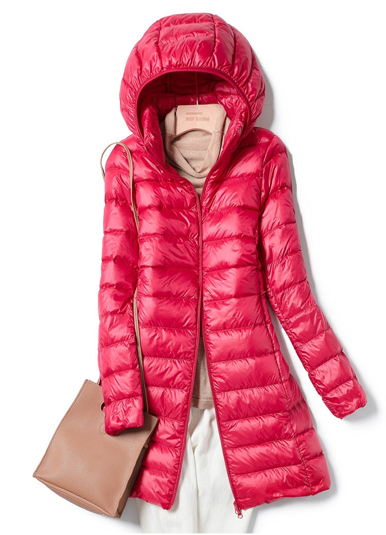 Esti | Langer Puffermantel mit leichter Kapuze Jacke