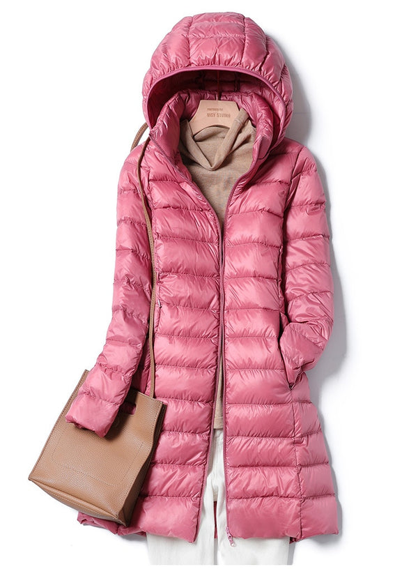 Esti | Langer Puffermantel mit leichter Kapuze Jacke
