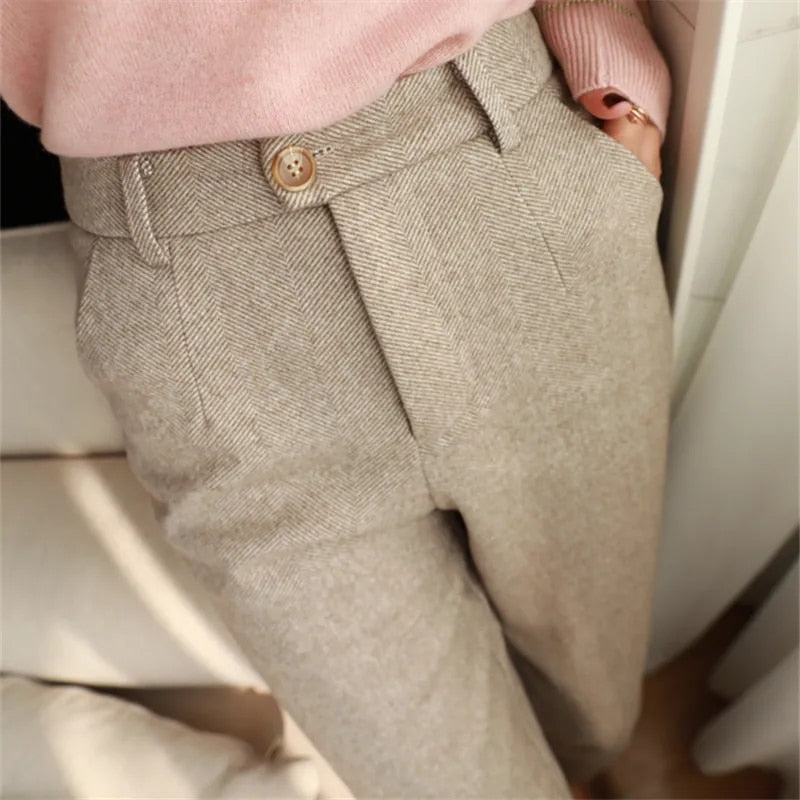 Tallulah | Bleistifthose mit hoher Taille aus Wolle und Harem für das Büro