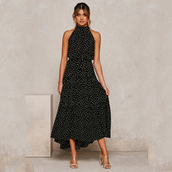 Katy | Sexy gepunktetes Maxikleid mit Halfter