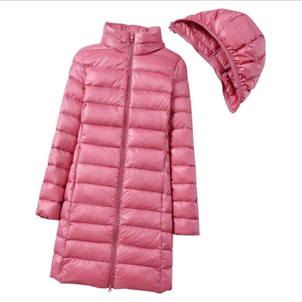 Esti | Langer Puffermantel mit leichter Kapuze Jacke