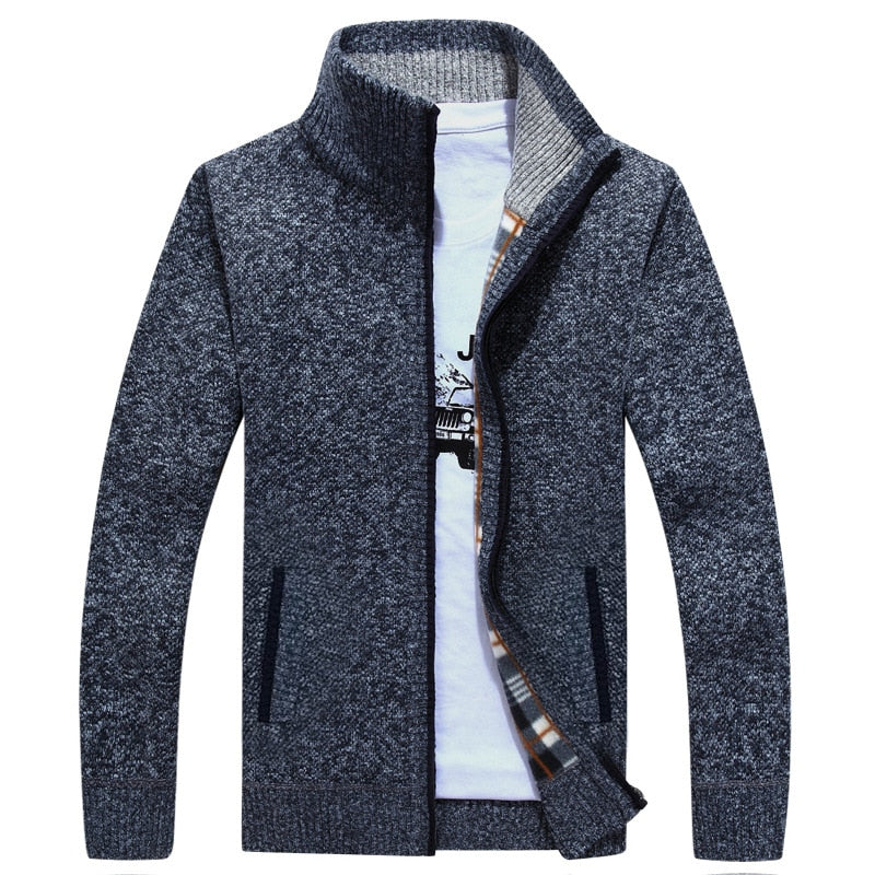 Leif | Kunstpelz-Wollpullover mit Reißverschluss