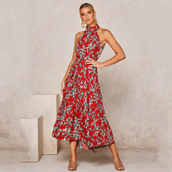 Diana | Sexy bedrucktes Maxikleid mit Halfter