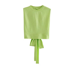 Noa | Elegante ärmellose Strickbluse mit offenem Rücken