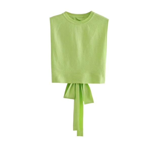 Noa | Elegante ärmellose Strickbluse mit offenem Rücken