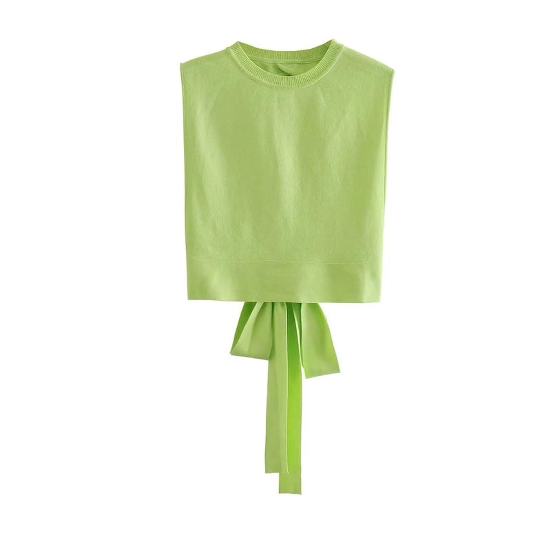 Noa | Elegante ärmellose Strickbluse mit offenem Rücken