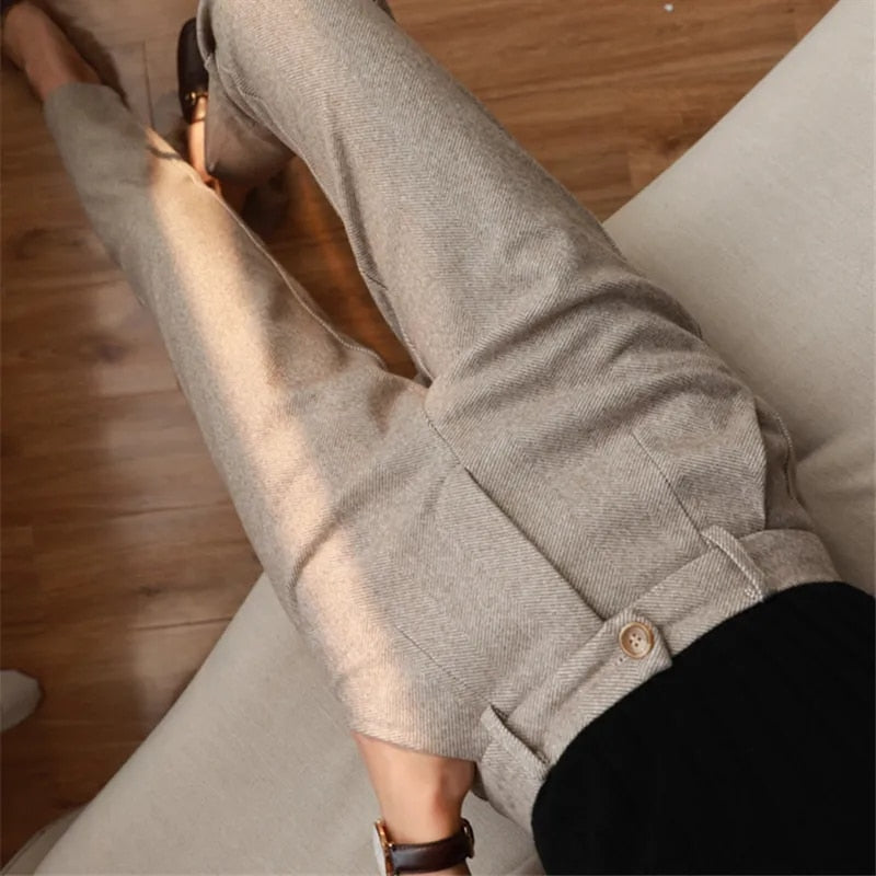 Tallulah | Bleistifthose mit hoher Taille aus Wolle und Harem für das Büro