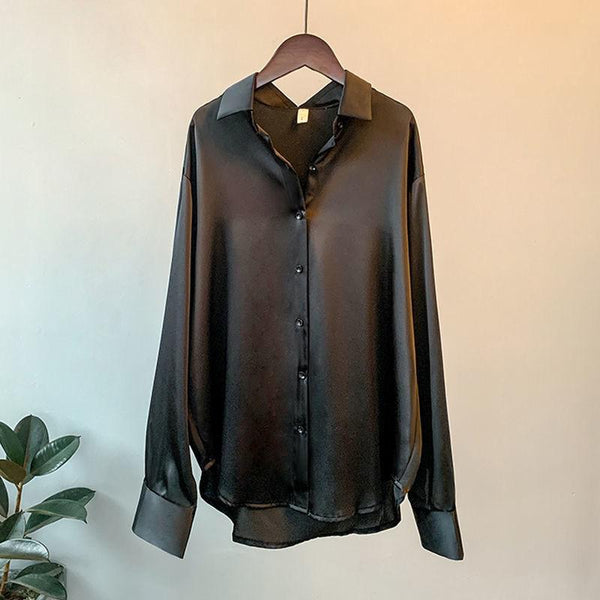 Verity | Seidenbluse mit langen Ärmeln und lockerer Passform