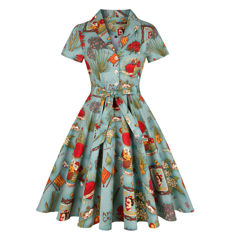 Constance | Vintage Kragen Casual Midikleid