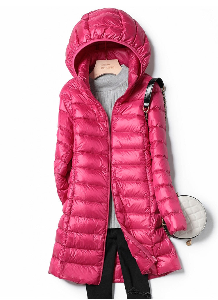 Esti | Langer Puffermantel mit leichter Kapuze Jacke