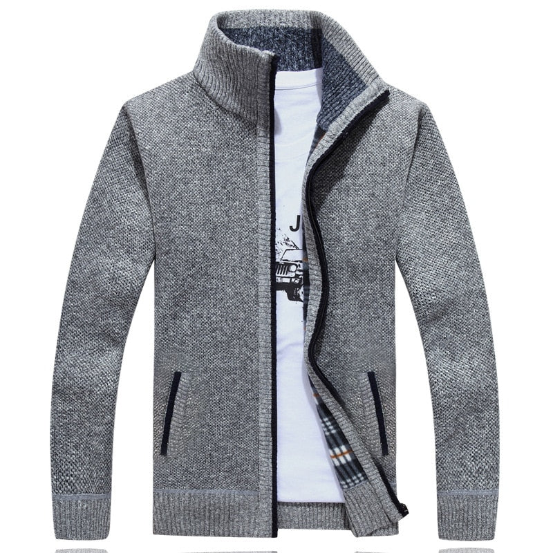 Leif | Kunstpelz-Wollpullover mit Reißverschluss