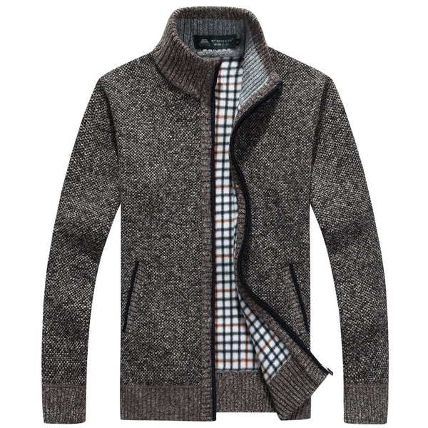 Leif | Kunstpelz-Wollpullover mit Reißverschluss