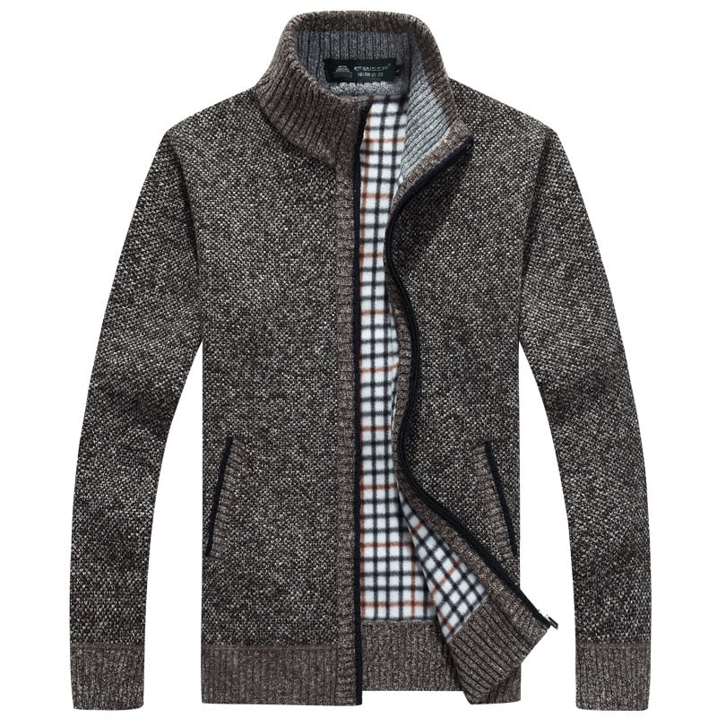 Leif | Kunstpelz-Wollpullover mit Reißverschluss