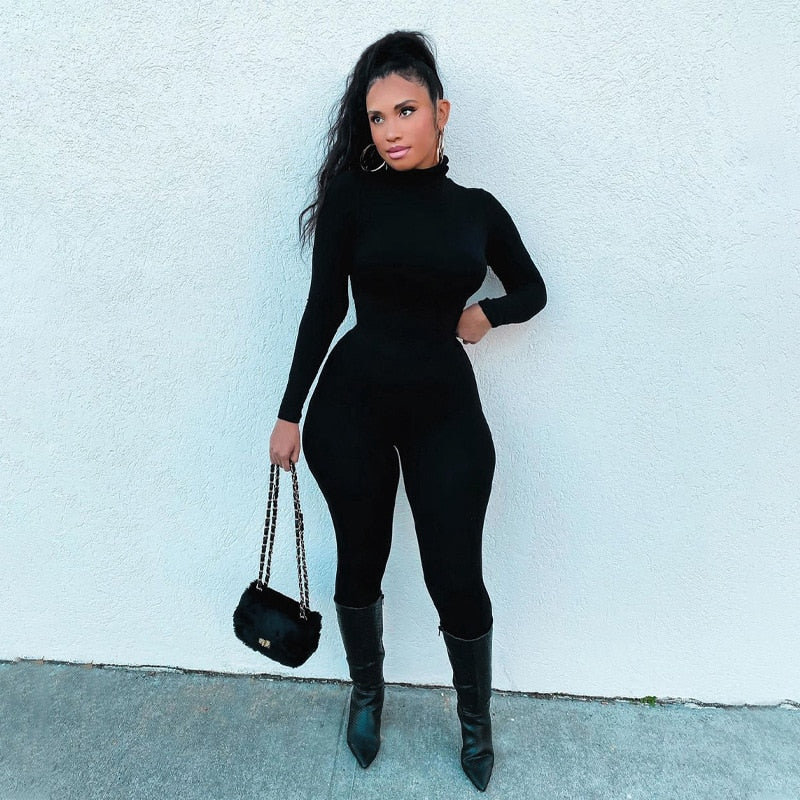 Elin | Langärmeliger Bodycon-Jumpsuit mit Rollkragen