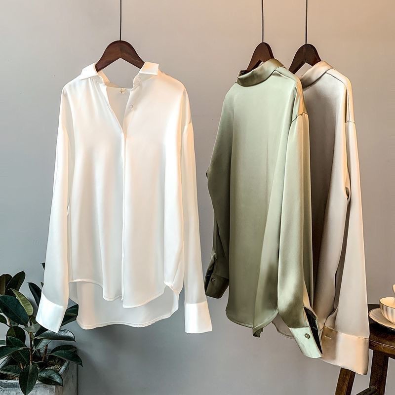 Verity | Seidenbluse mit langen Ärmeln und lockerer Passform