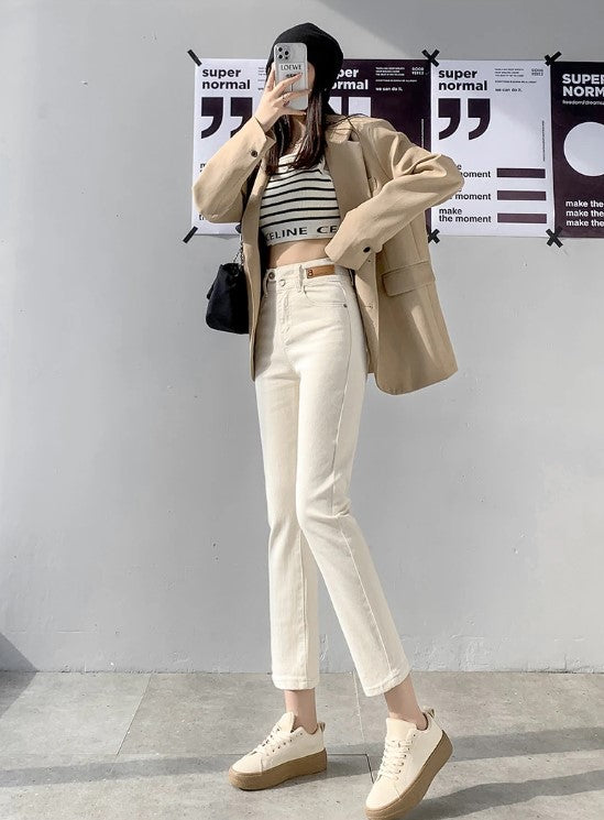 Nixie | Soft Denim Hohe Taille Skinny Jeans