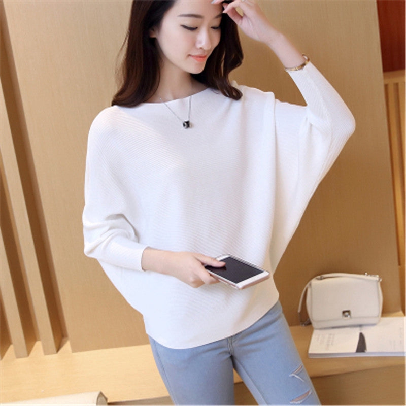 Nova | Lässiger gestrickter Pullover mit Fledermausärmeln