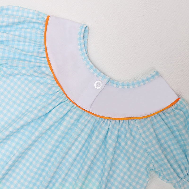 Katja | Baby Girl Kürbis besticktes Kleid mit Salatärmeln