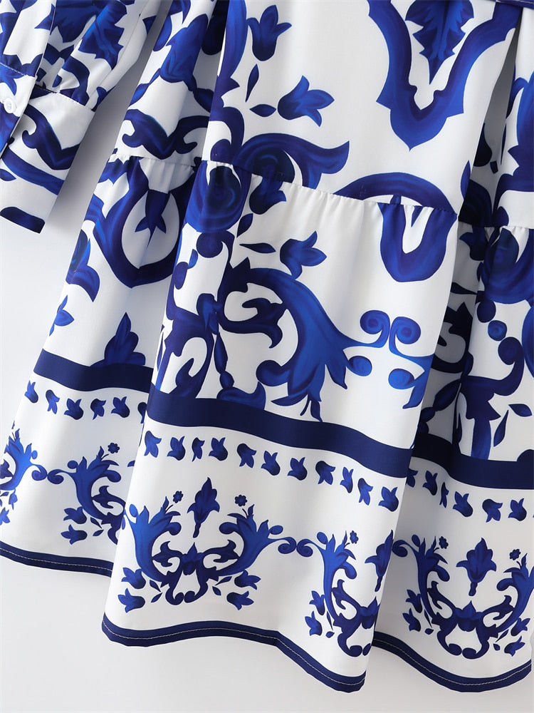 Isa | National Wind Totem Print Langärmeliges Minikleid