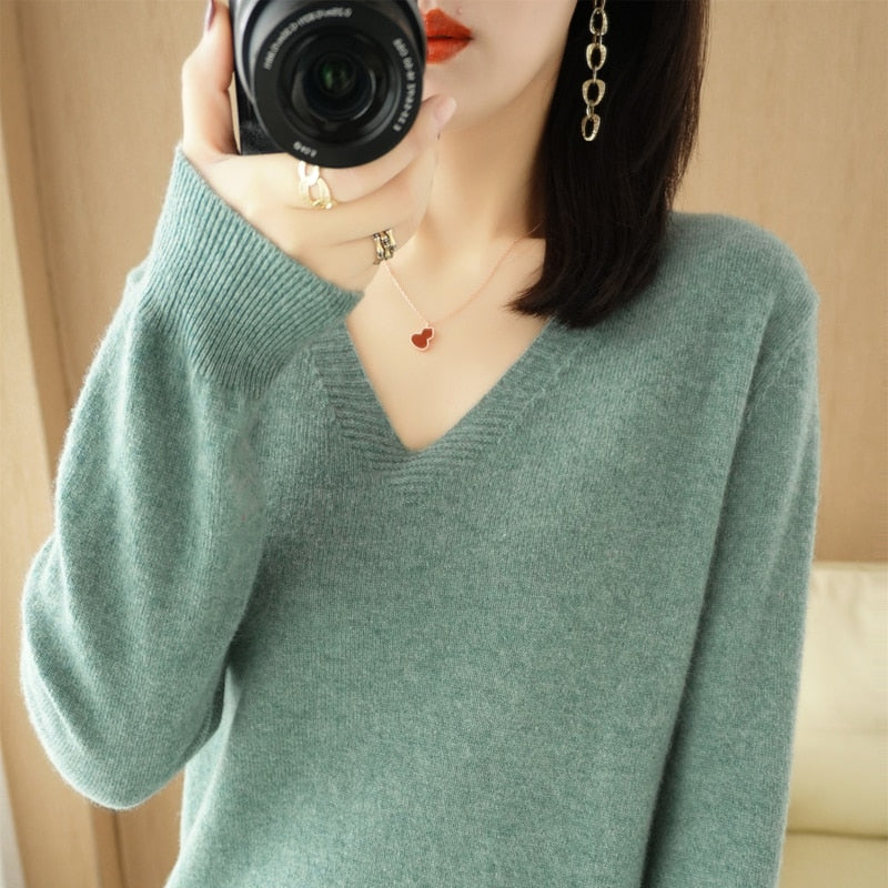 Maud | Leichter Strickpullover mit V-Ausschnitt Casual Pullover