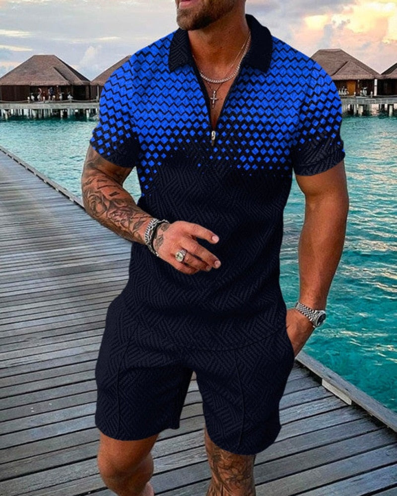Thijs | Sommer Harajuku Polo Shirt und Shorts Set