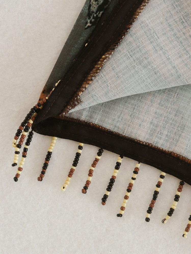 Lynn | Geometrisch geknoteter Sarong-Fransen-Minirock