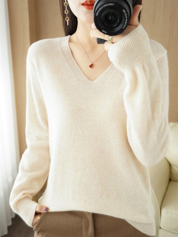 Maud | Leichter Strickpullover mit V-Ausschnitt Casual Pullover