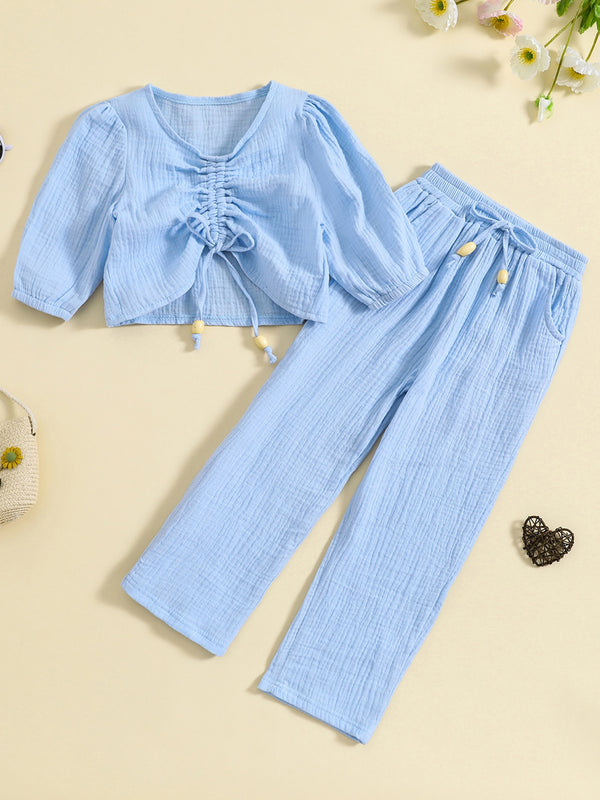 Hedwig | Mädchen Trendy Drawstring Top und Hosen Set
