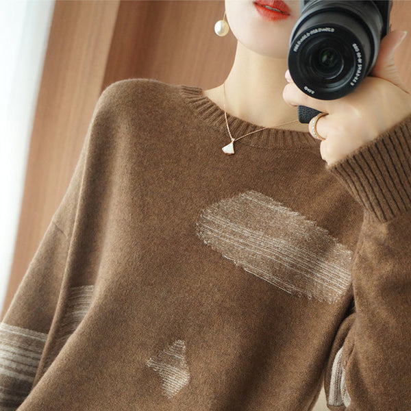 Bo | Koreanischer lässiger einfacher Patchwork-Pullover