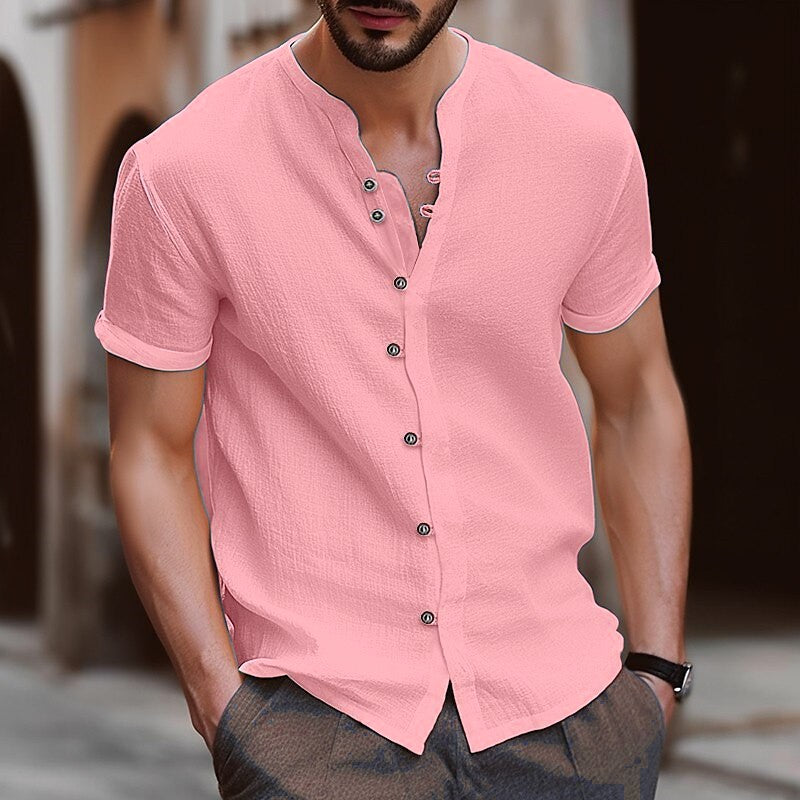 David | Retro Style Mock Neck Lose Shirt