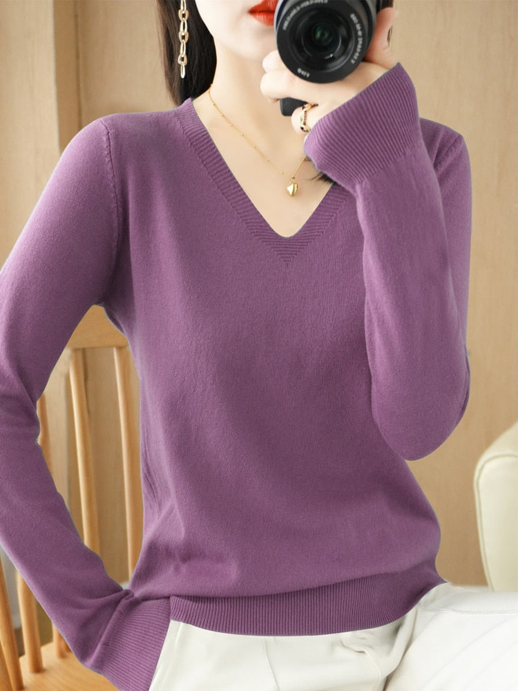 Maud | Leichter Strickpullover mit V-Ausschnitt Casual Pullover
