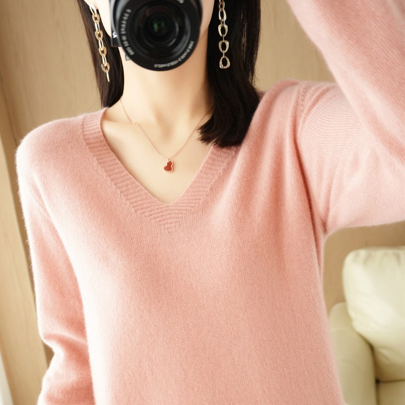 Maud | Leichter Strickpullover mit V-Ausschnitt Casual Pullover