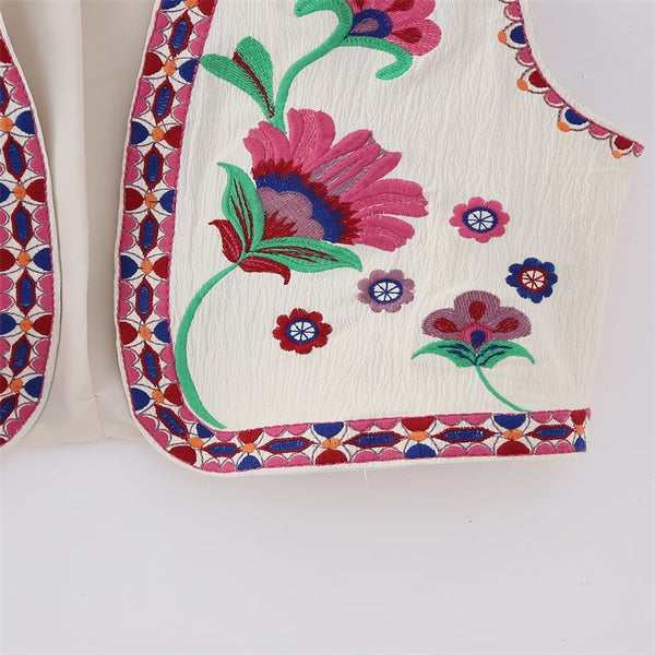 Fien | Vintage Floral bestickte Weste
