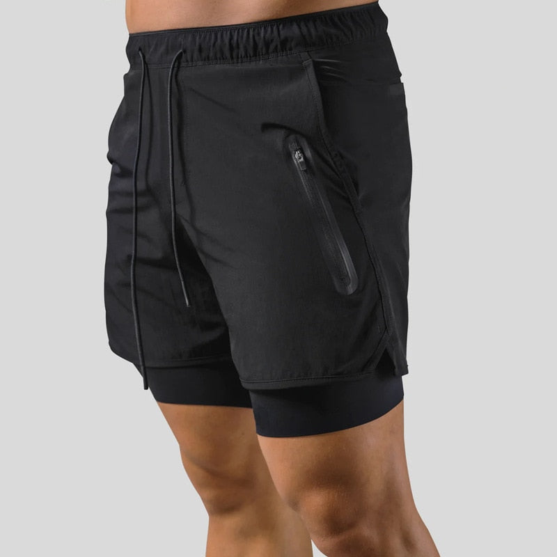 Jesse | Doppellagige, schnell trocknende Fitness/Sport-Shorts