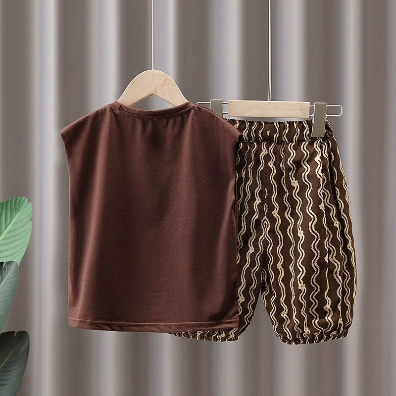 Ric | Baby Boy Small Pantoffel Druck Shirt und Hose Set