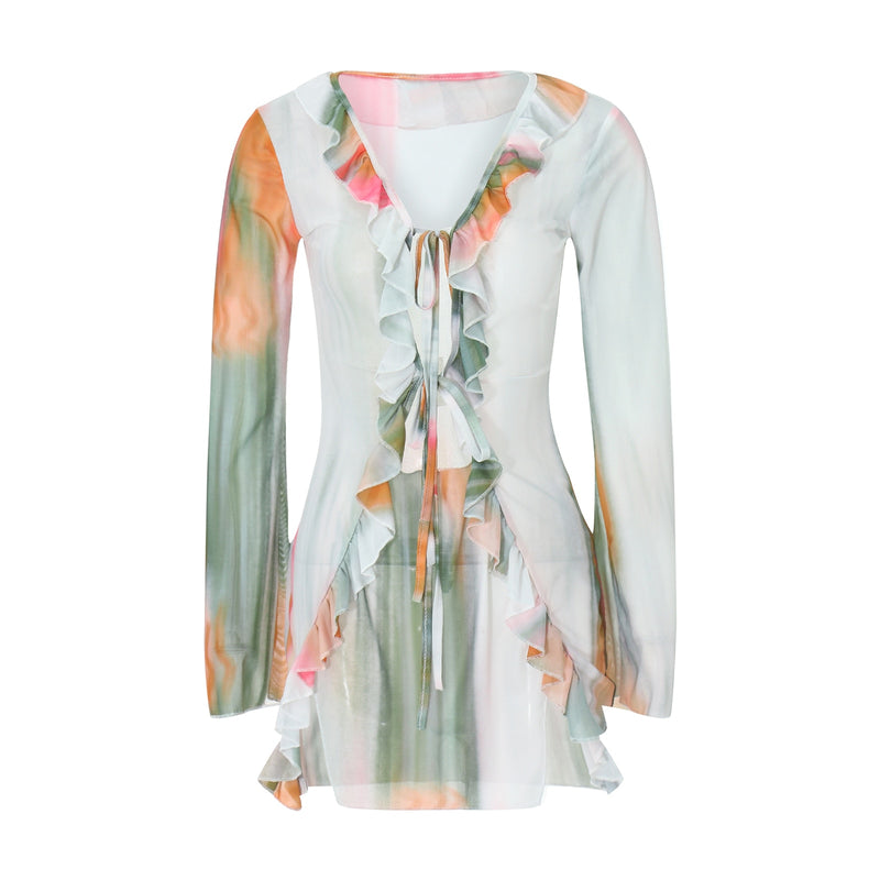 Lavinia | Tie-Dye Sexy Langarm Bodycon Party/Club Kleid