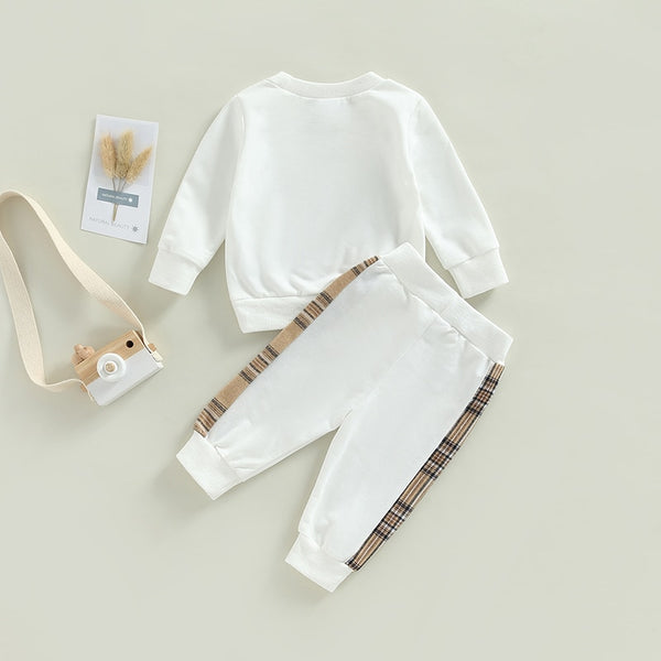 Matylda | Baby Girl Plaid Bear Print Sweatshirt und Shorts/Hosen Set
