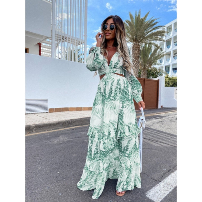 Feline | Sexy Lantern Sleeve Maxi Cover Up Strandkleid