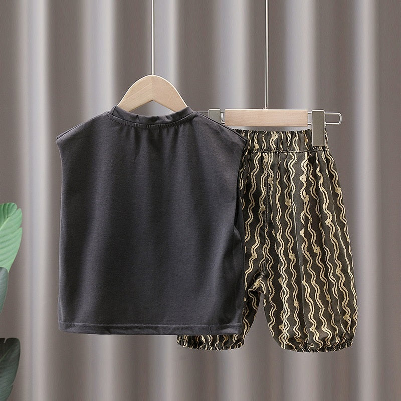 Ric | Baby Boy Small Pantoffel Druck Shirt und Hose Set