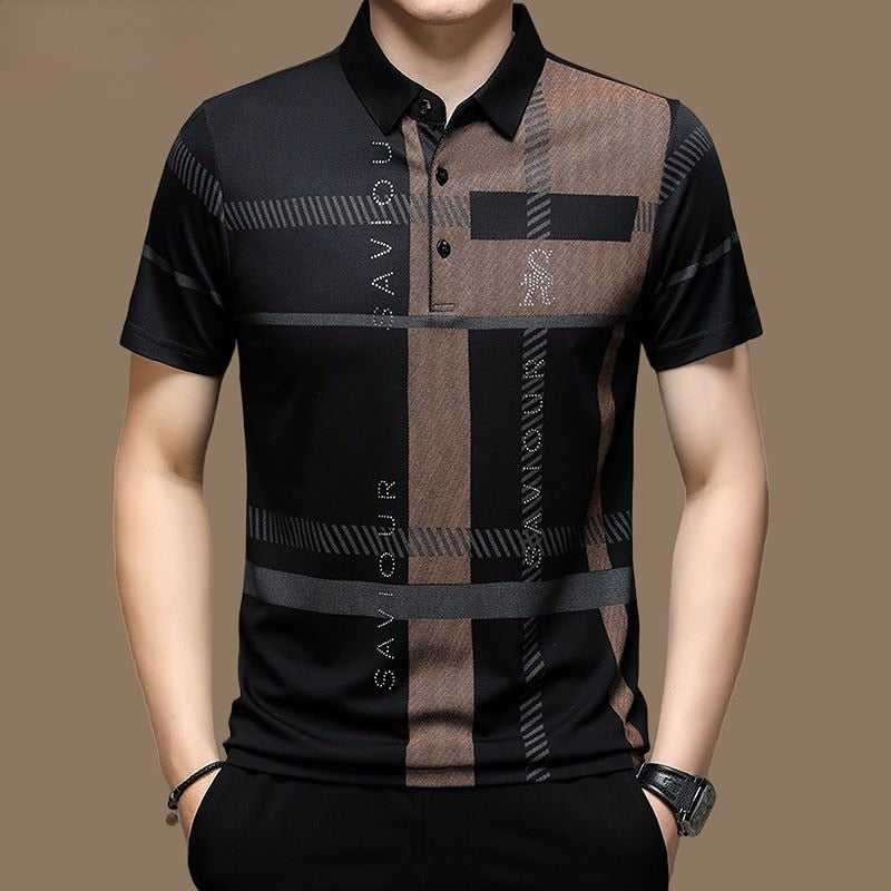 Noud | Gestreiftes detailliertes Büro-Poloshirt