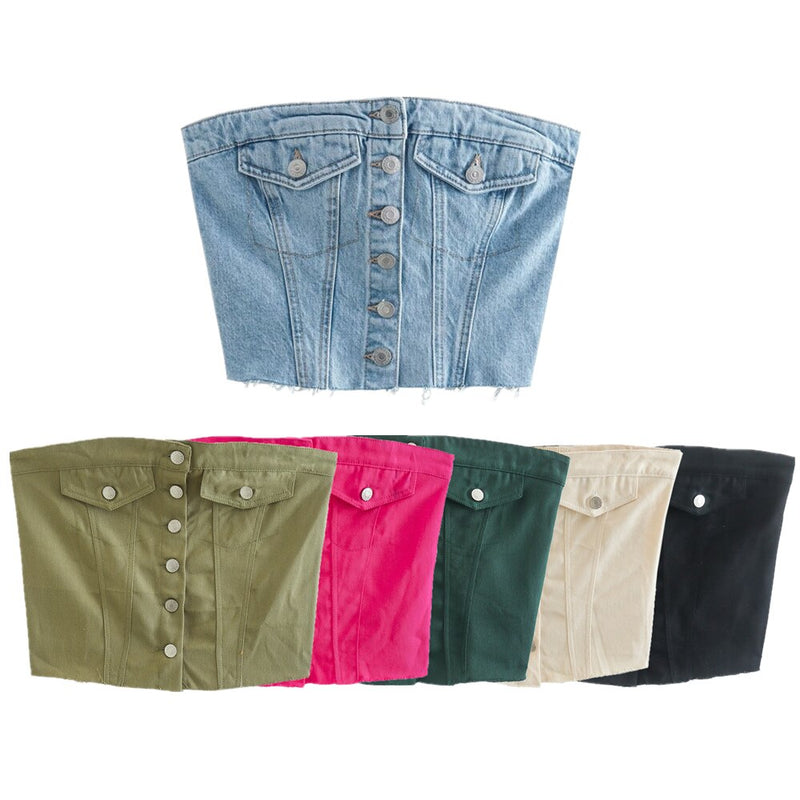 Olivia | Sexy Tube Korsett Falten Rücken Crop Top