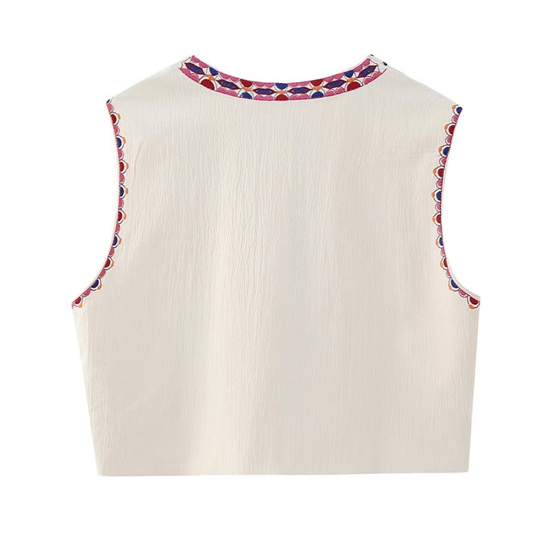 Fien | Vintage Floral bestickte Weste