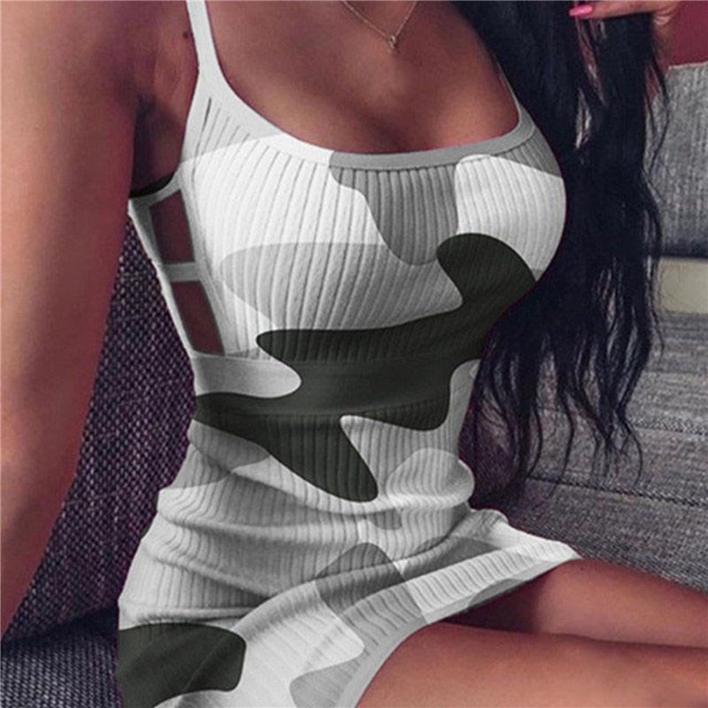 Cressida | Gestricktes Bodycon Spaghetti-Träger Sexy Minikleid
